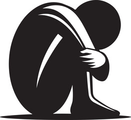 Curled up in sadness illustration