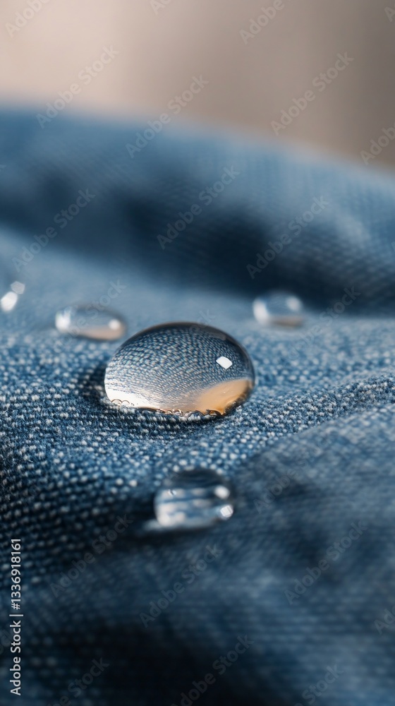 Poster glittering water droplets are scattered across a soft gray background, creating a mesmerizing interp