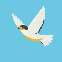 Flying Bird Minimalist Illustration on Blue Background