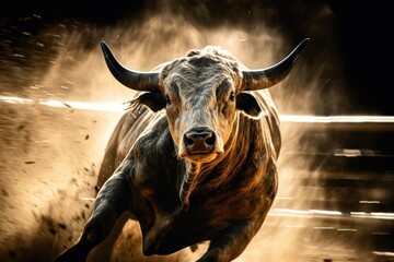 Bull riding livestock wildlife mammal.