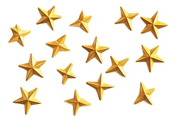 Obraz premium Sparkling Golden Stars Scattered on White Background Festive Design Elements