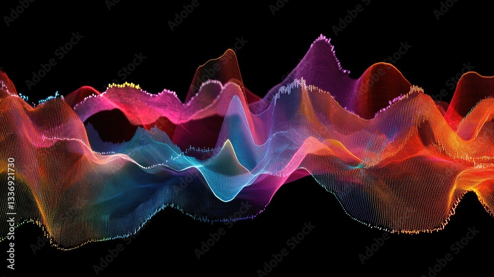 Poster A wave of colorful lines on a dark background