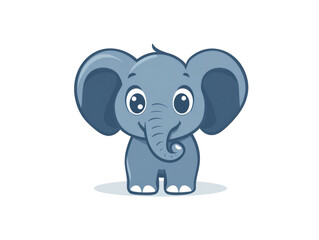 Obraz premium Adorable cartoon elephant with big eyes and a friendly expression standing on a transparent background