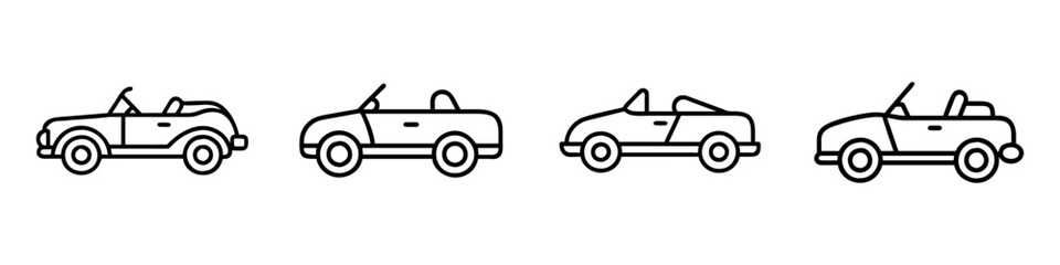 classic convertible car icon, classic convertible car line art - simple line art of classic convertible car, perfect for classic convertible car logos and icons