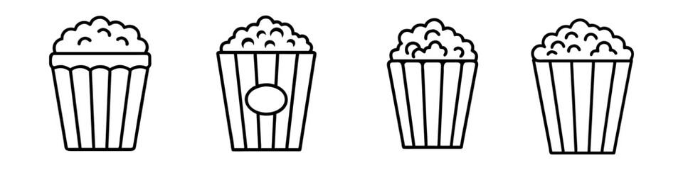 classic popcorn box icon, classic popcorn box line art - simple line art of classic popcorn box, perfect for classic popcorn box logos and icons