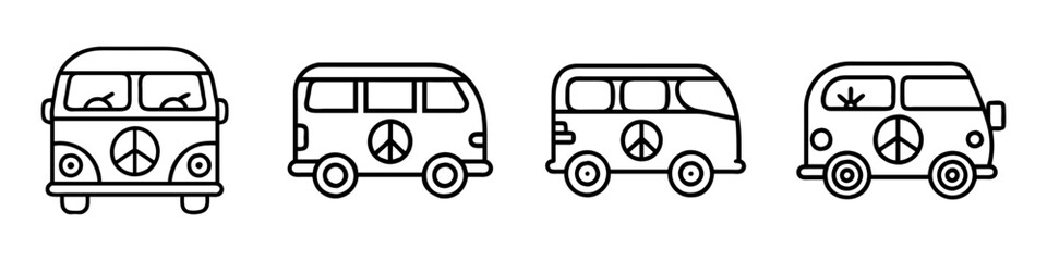 hippie van icon, hippie van line art - simple line art of hippie van, perfect for hippie van logos and icons