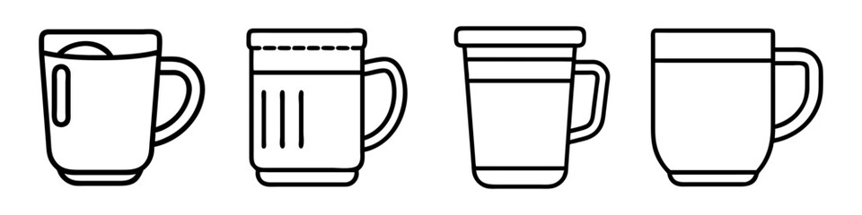 retro coffee mug icon, retro coffee mug line art - simple line art of retro coffee mug, perfect for retro coffee mug logos and icons