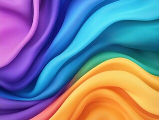 Vibrant, flowing fabric in a spectrum of colors creating a dynamic visual wave