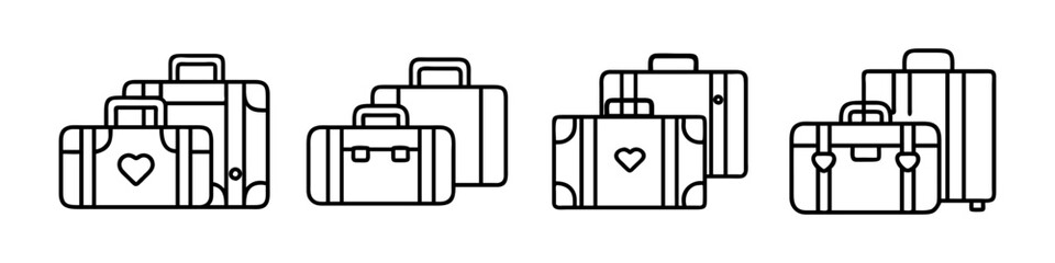 vintage suitcases icon, vintage suitcases line art - simple line art of vintage suitcases, perfect for vintage suitcases logos and icons