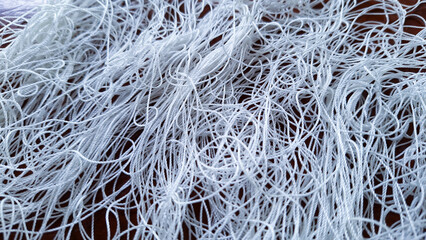 Close-Up of Fishing Net Threads or Nylon Fibers