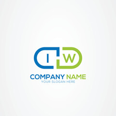 Minimal Monogram Letter IW Medicine Logo Elements