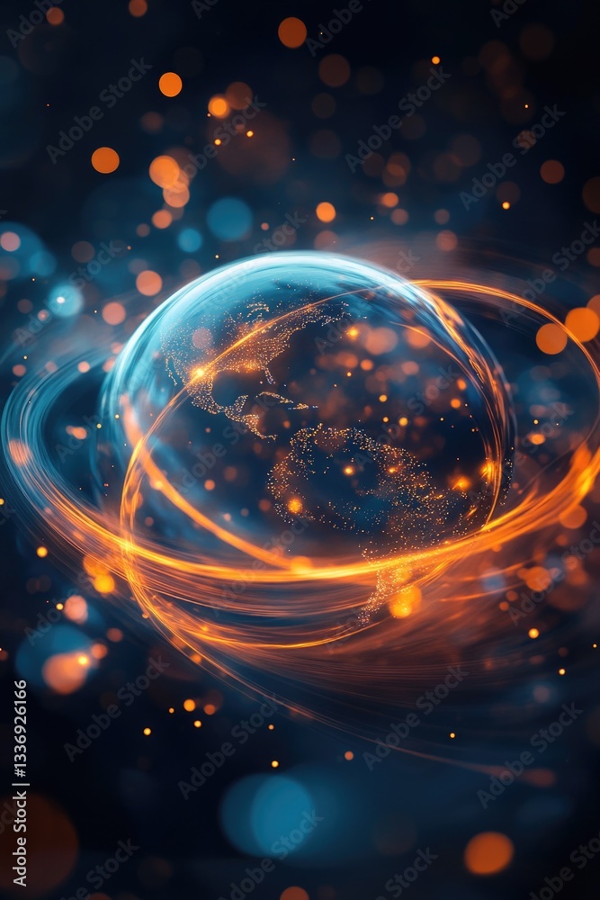 Poster an abstract image of a glowing orb