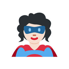 Superhero (Black Curly Hair, Blue Mask)
