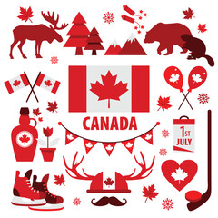 Canada sign and symbol, Info-graphic elements flat icons set.