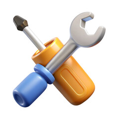 Screwdriver icon symbolizing tools and repair equipment in a 3D construction mockup illustration  