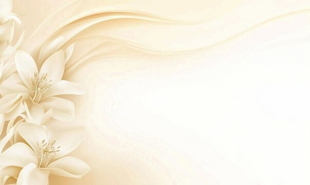 Elegant floral design with lilies and soft, flowing curves, creating a calm, warm toned backdrop