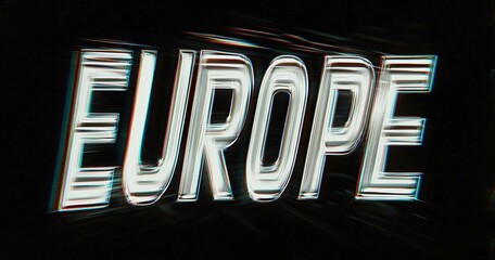 Europe text with a blurred, cinematic effect on a dark background