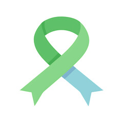 A Gentle Pastel Green And Blue Ribbon Symbolizing Hope And Support In A Minimalist Design With Clean Lines Isolated on Transparent Background