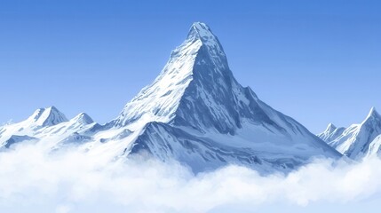 Majestic Snowy Mountain Peak Above Cloudscape
