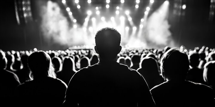  friends at concert in the audience with fans of their favorite musician or band