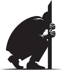 Hiding vector illustration,