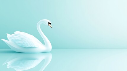 Fototapeta premium Elegant Swan on a Mint-Teal Background