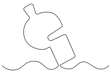 Single line drawing of a sports referee whistle
