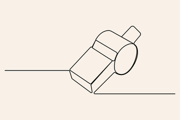 Single line drawing of a sports referee whistle
