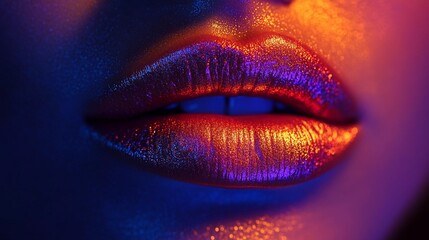Woman lips with bold lipstick and smooth contour, showcasing cosmetic perfection, glamour, and high fashion aesthetics, great for product advertising, storybook illustration