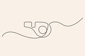 Single line drawing of a sports referee whistle
