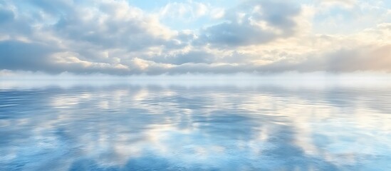 Calm water reflecting cloudy sky