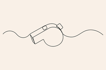 Single line drawing of a sports referee whistle
