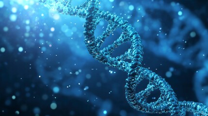 Dna Double Helix Structure Science Concept with Blue Light and Particles