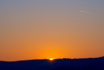 Sunrise and Fog Umbria Tuscany Italy January