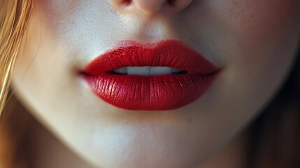 Naklejka premium Close-up of seductive female lips with matte lipstick, symbolizing confidence, sensuality, and beauty standards, perfect for branding visuals, hand-drawn book style