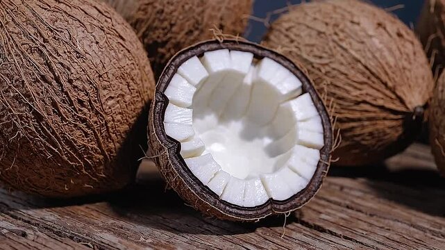 coconut on a black background