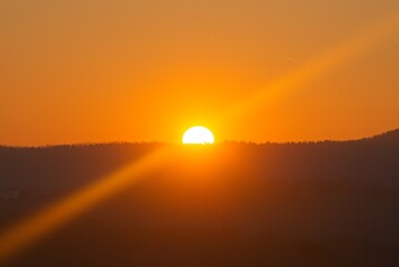 Sunrise and Fog Umbria Tuscany Italy January