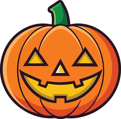 Evil Jack-o'-Lantern Vector Illustration for Halloween, Vector illustration of a sinister jack-o'-lantern with sharp teeth and glowing eyes, designed in a bold and spooky Halloween style.  
