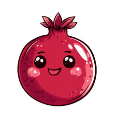 Obraz premium Cute Cartoon Pomegranate Character with Smiling Face and Bright Color