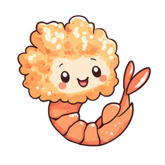 Naklejka premium Cute Cartoon Shrimp Character with Fluffy Orange Appearance
