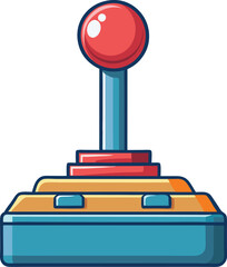 Retro Joystick Vector Illustration for Classic Arcade Gaming, Vintage arcade joystick vector illustration with a red ball handle, gray base, and colorful buttons, perfect for classic gaming, nostalgia © PixelArtBox