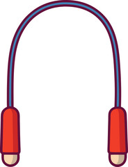 Jump Rope Vector Icon for Fitness and Training, Vector illustration of a jump rope with red handles and a curved blue cord, perfect for fitness, exercise, sports, and workout designs.  
