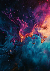 Fototapeta premium Dancing Colors of a Nebula Outer Space Digital Artwork Cosmic Environment Abstract Viewpoint Vibrant Swirls