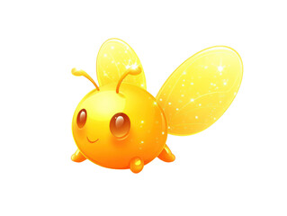 Obraz premium Illustration of a cute golden insect with shining wings on transparent background