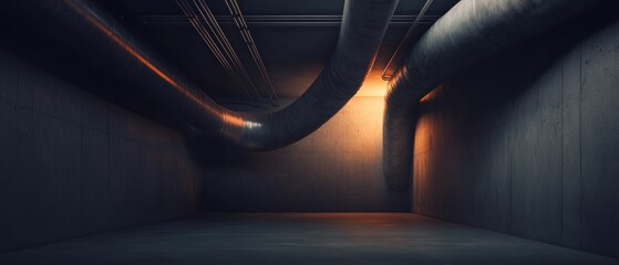 Underground Concrete Tunnel with Piping