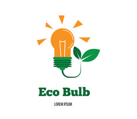 Green Eco Bulb with Leaves Place for Text. Ecology, electricity and energy, nature preservation vector art