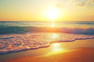Golden Sunset Beach Seascape