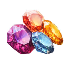 Fototapeta premium Colorful shining gemstones brilliant gems jewels on transparent background