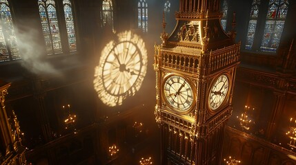 Clock Tower Interior, Sunlight, Gothic Architecture
