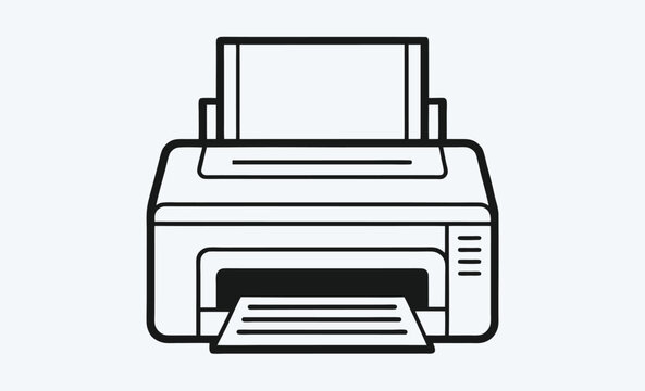 recommend clip art: Printer outline vector, home printer line drawing illustration